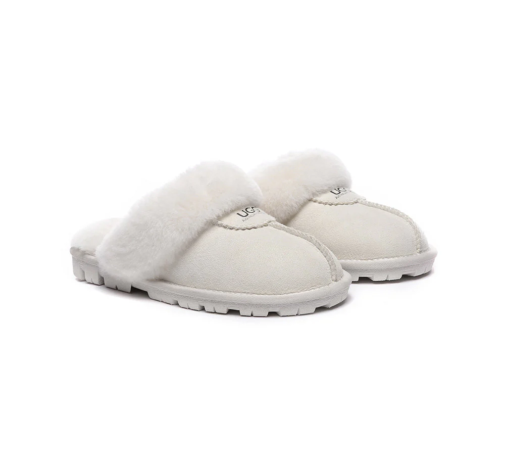 AUSTRALIAN SHEPHERD? UGG Slippers Double Face Sheepskin Wool Scuff Waffle