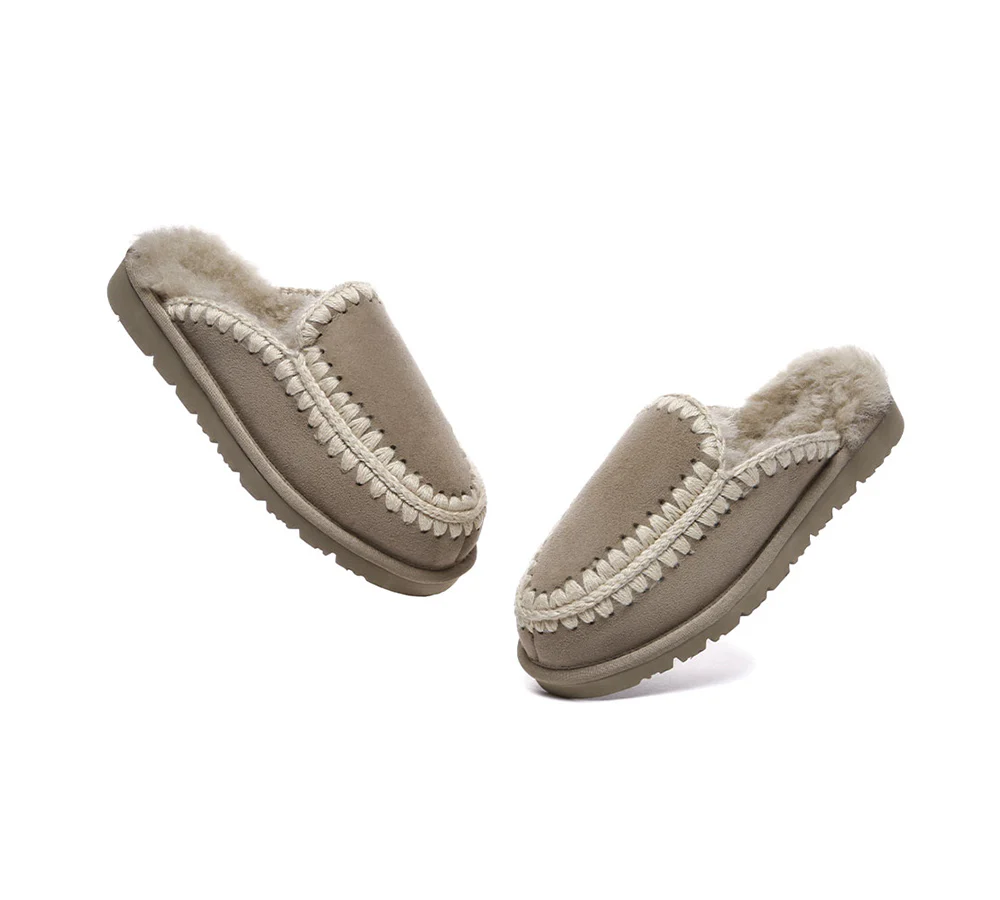 AUSTRALIAN SHEPHERD? UGG Slippers Women Sheepskin Wool Knitted Sophia