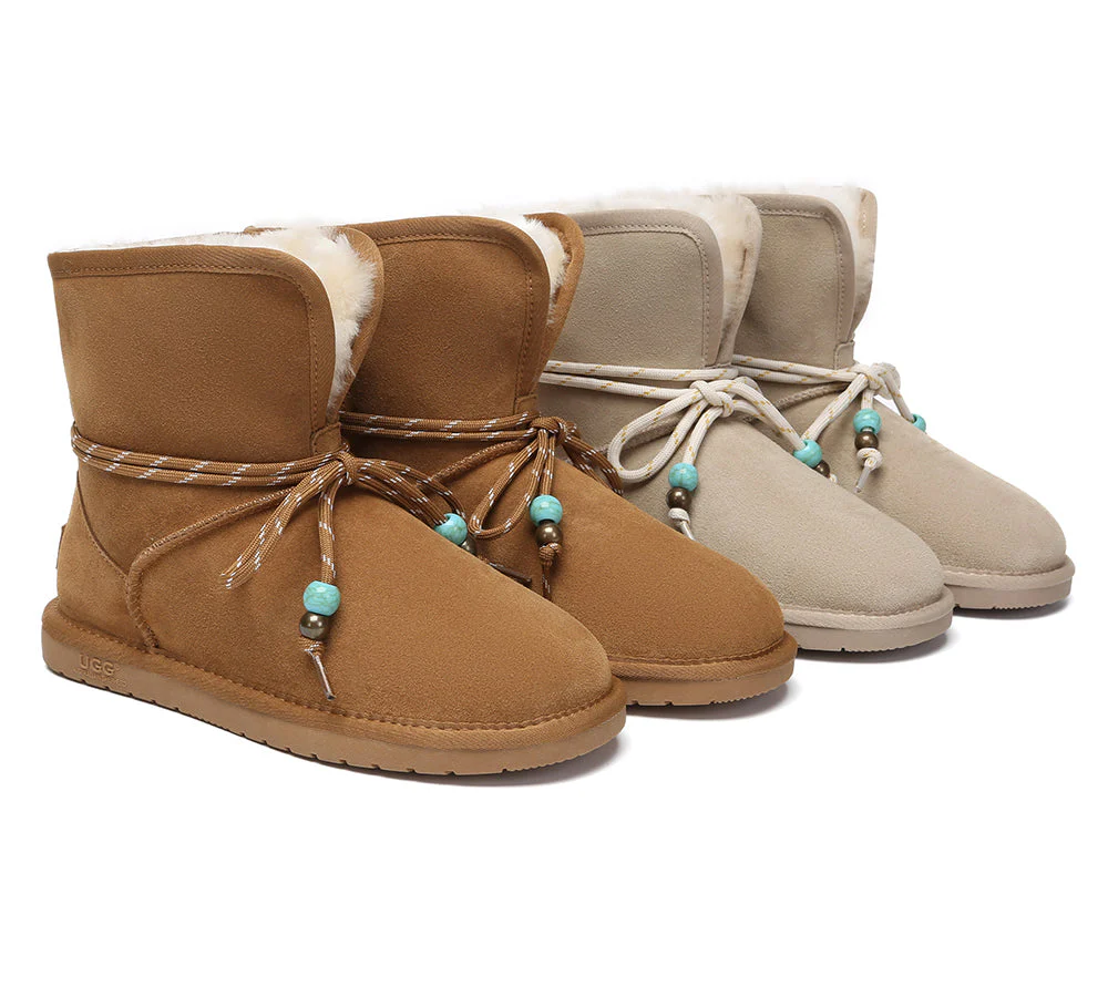 AUSTRALIAN SHEPHERD? UGG Boots Women Sheepskin Wool Adjustable Strap Carlos