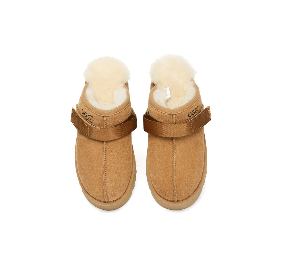AUSTRALIAN SHEPHERD? UGG Slippers Sheepskin Wool Slingback Platform Cozeln