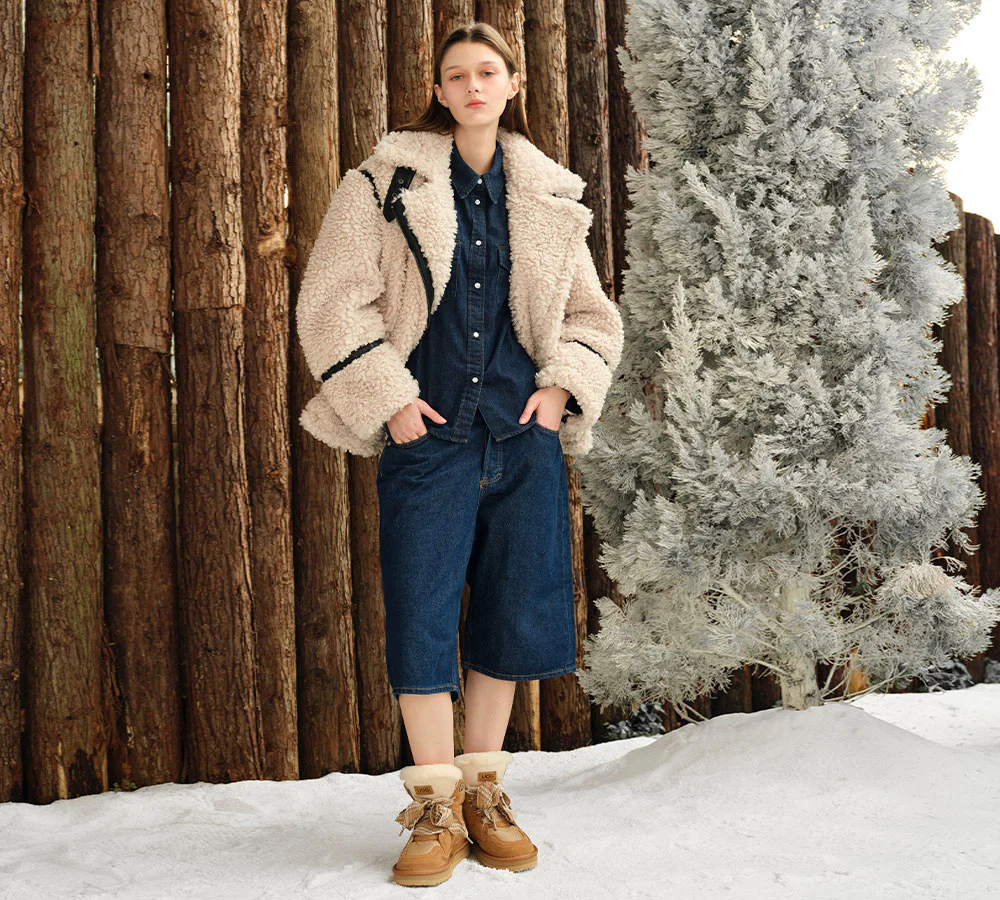 AUSTRALIAN SHEPHERD? UGG Boots Women Lace Up Ankle Platform Samir