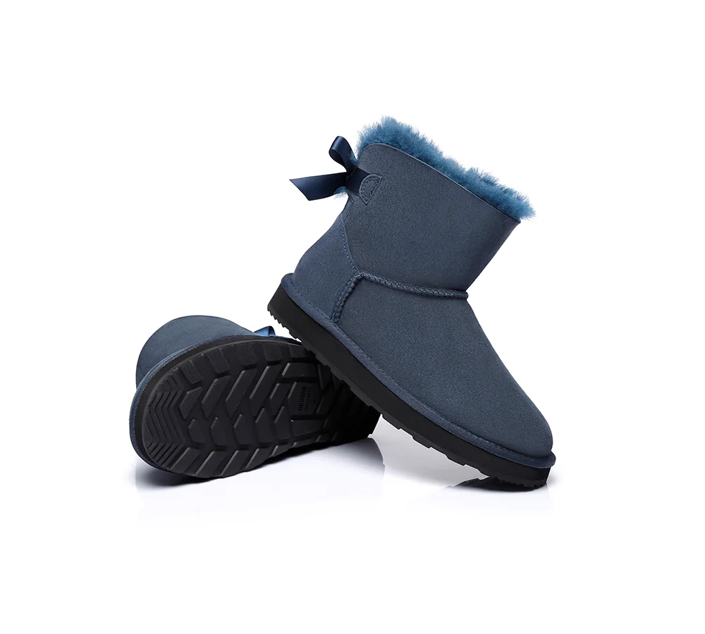 Urban UGG? UGG Boots Women Double faced Sheepskin Wool Mini Back Bow