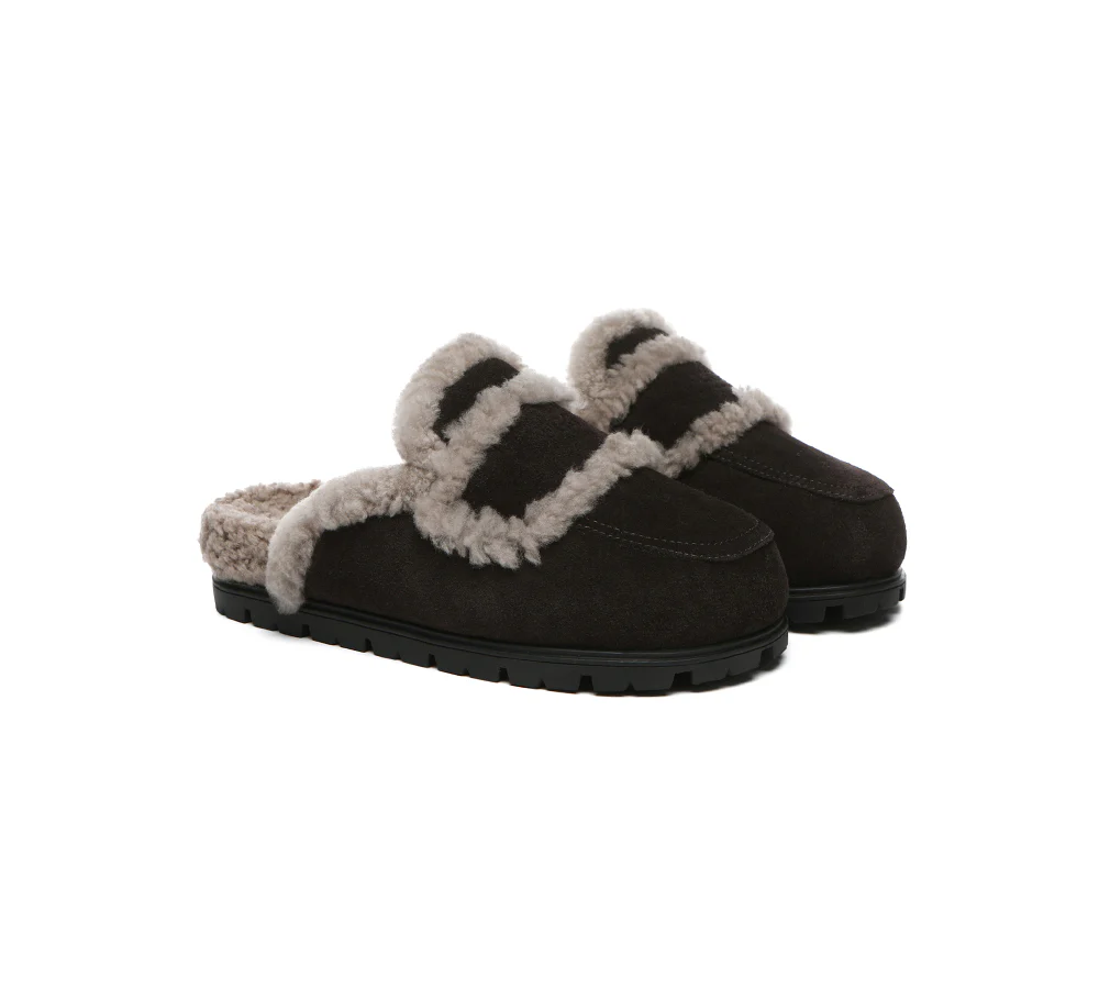 AUSTRALIAN SHEPHERD? UGG Slippers Women Sheepskin Wool Shearling Lined Remi