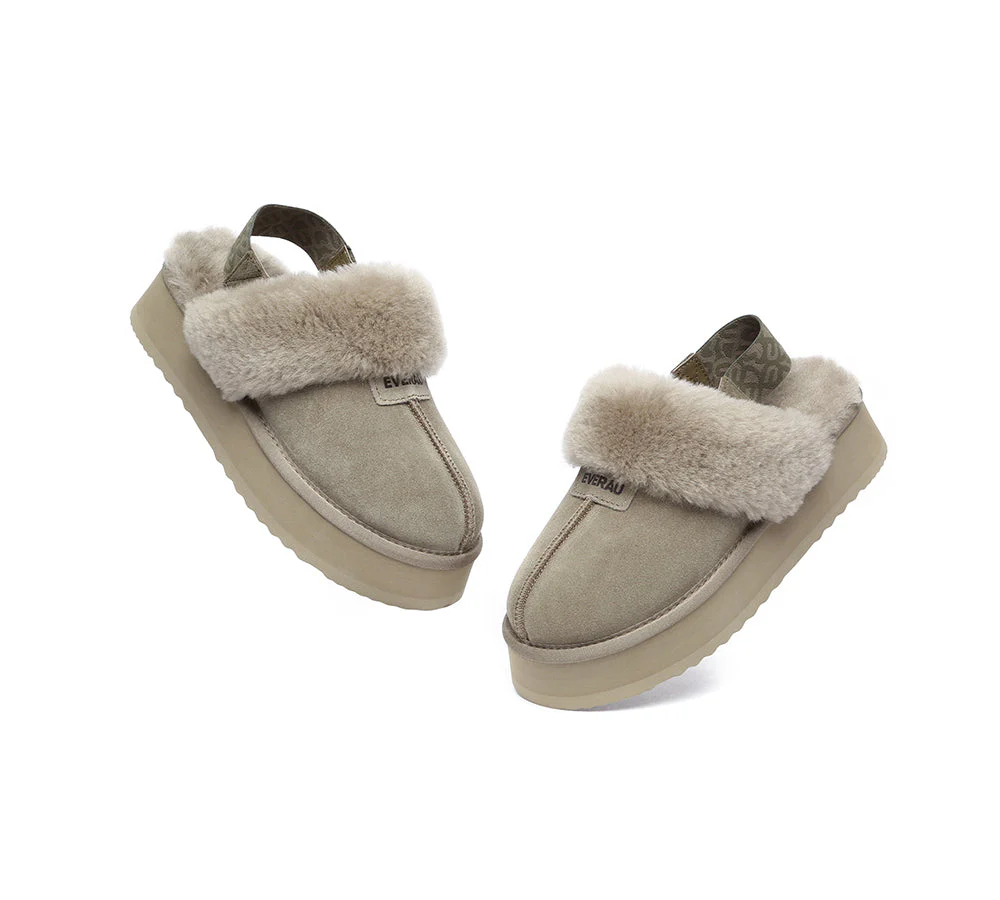 EVERAU? UGG Women Removable Strap Slingback Platform Slippers Forever