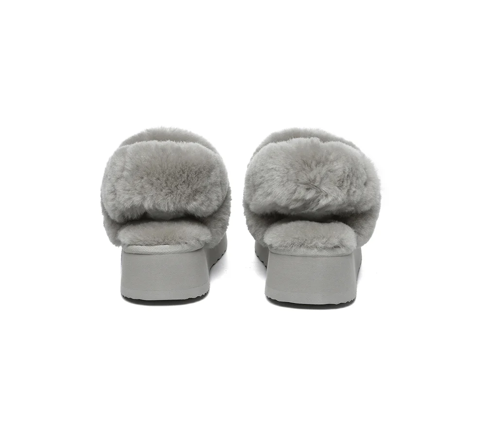 AUSTRALIAN SHEPHERD? UGG Slippers Women Removable Wool Strap Slingback Platform Musa