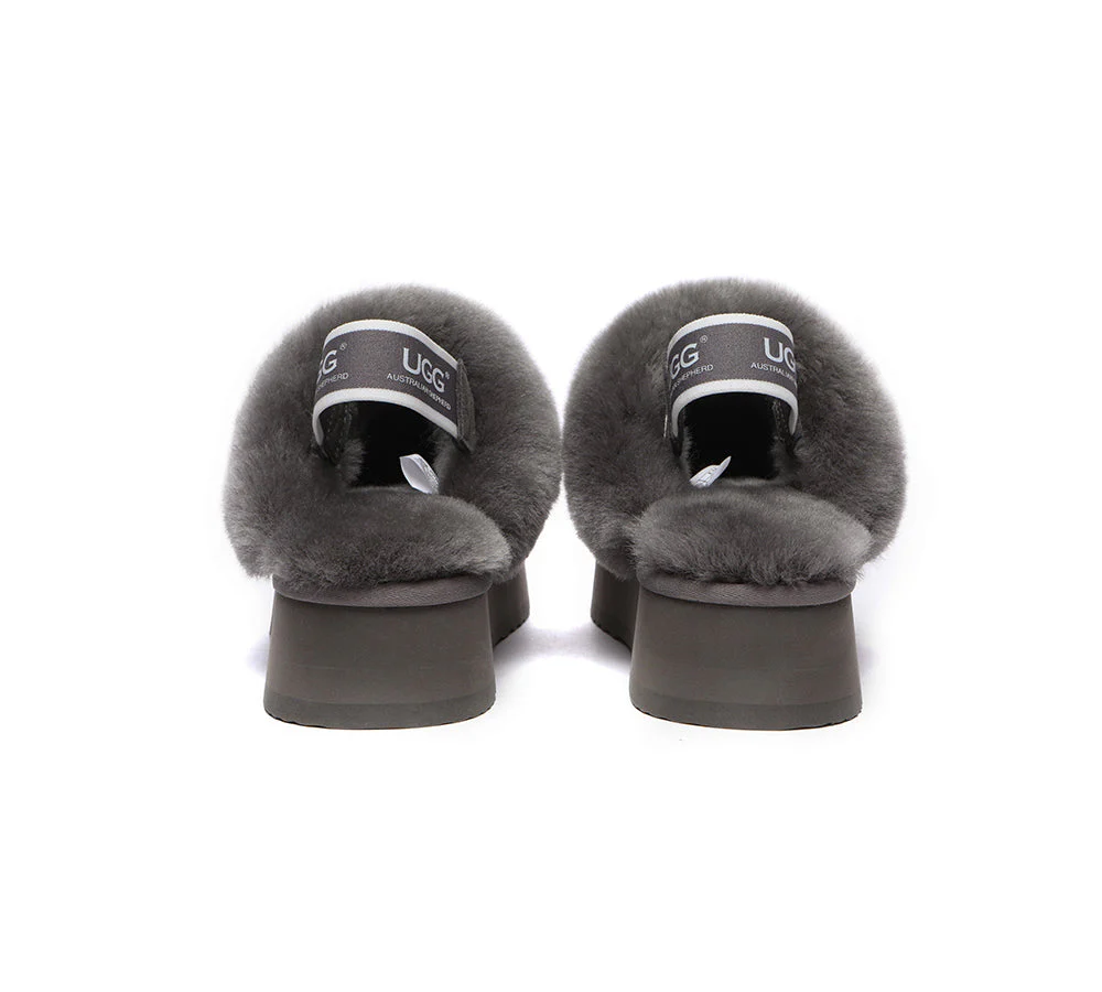 AUSTRALIAN SHEPHERD? UGG Slippers Women Removable Strap Slingback Platform Waffle