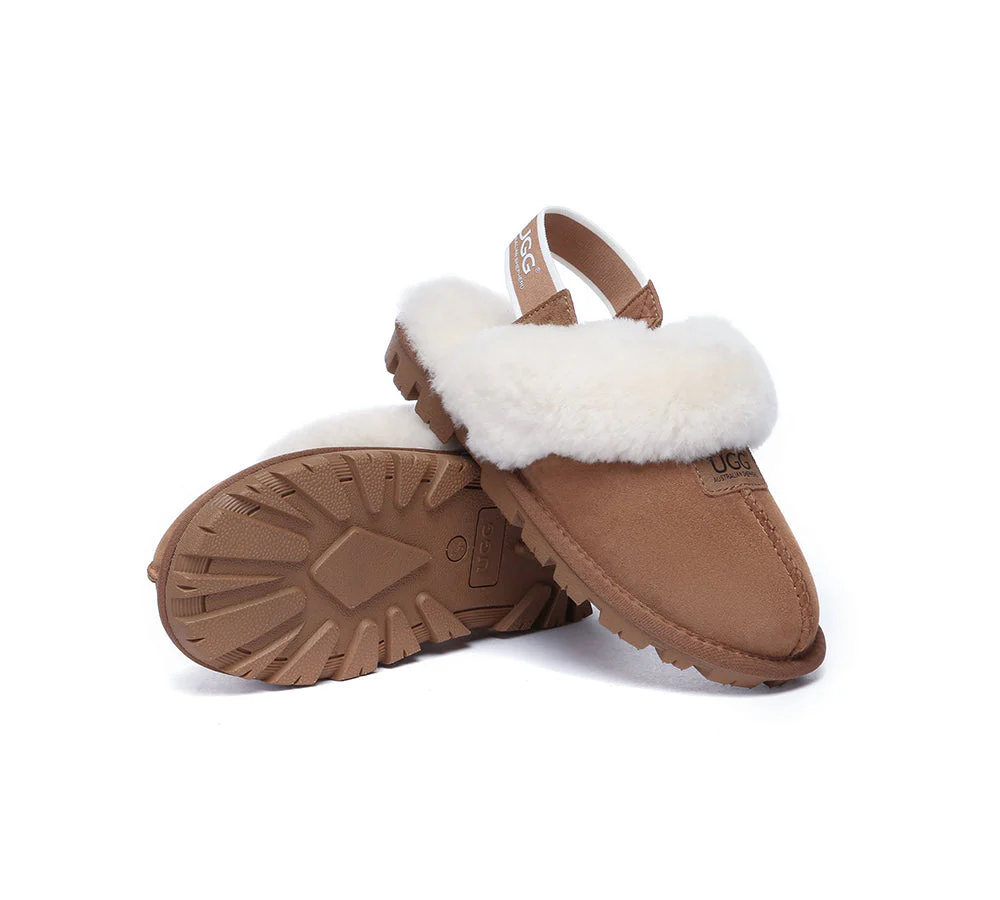 AUSTRALIAN SHEPHERD? 2-Way Style UGG Slippers Sheepskin Wool Removable Strap Slingback Suzie ll