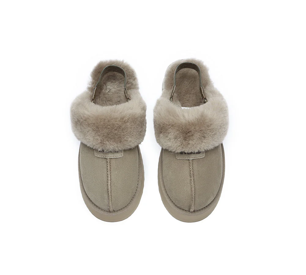 EVERAU? UGG Women Removable Strap Slingback Platform Slippers Forever