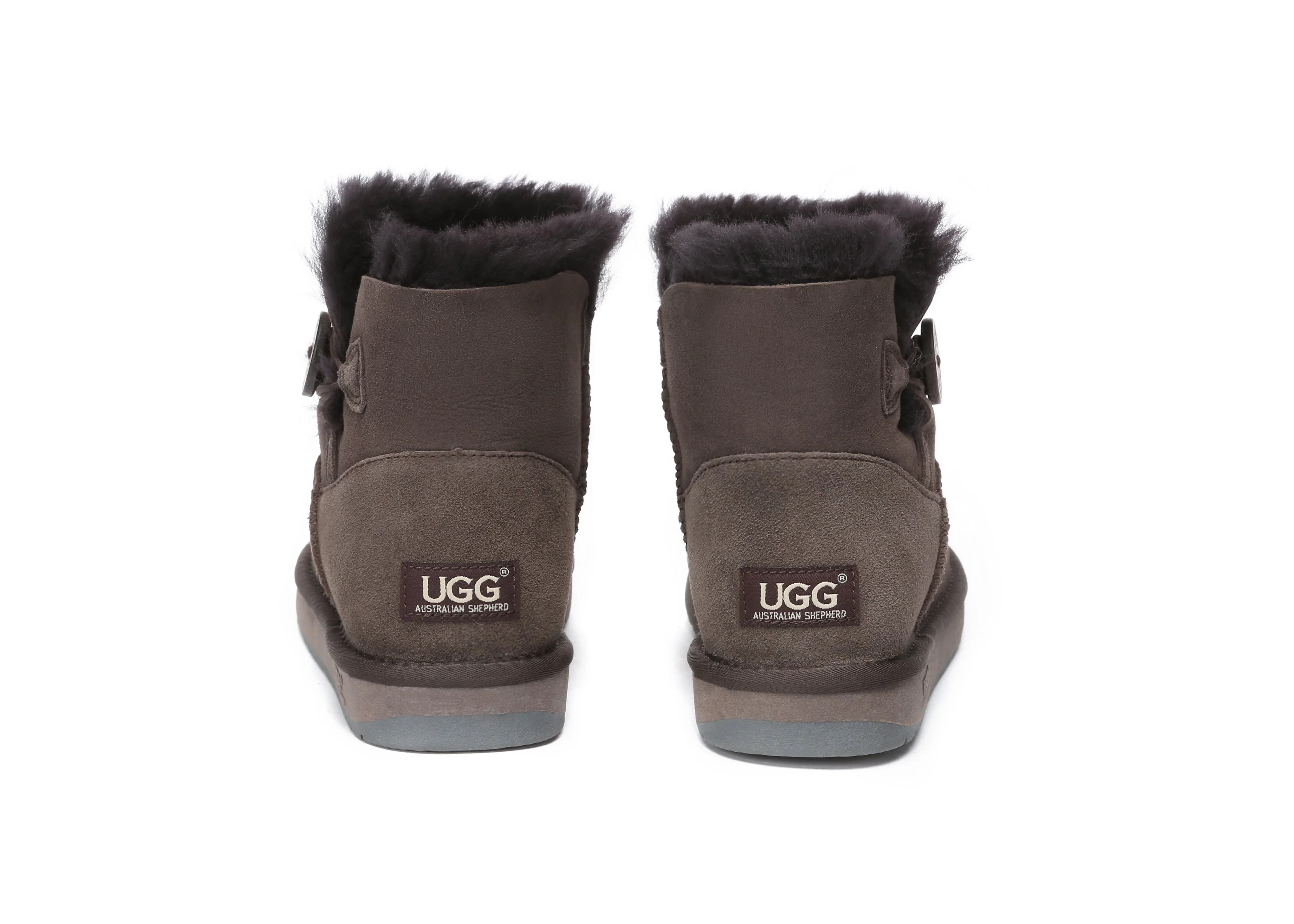 AUSTRALIAN SHEPHERD? UGG Boots Double Face Sheepskin Wool Mini Button