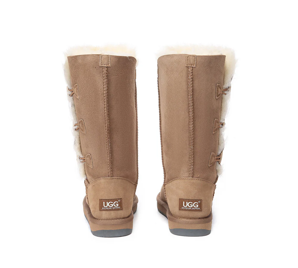 AUSTRALIAN SHEPHERD? UGG Boots Double Face Sheepskin Wool Tall Triple Button