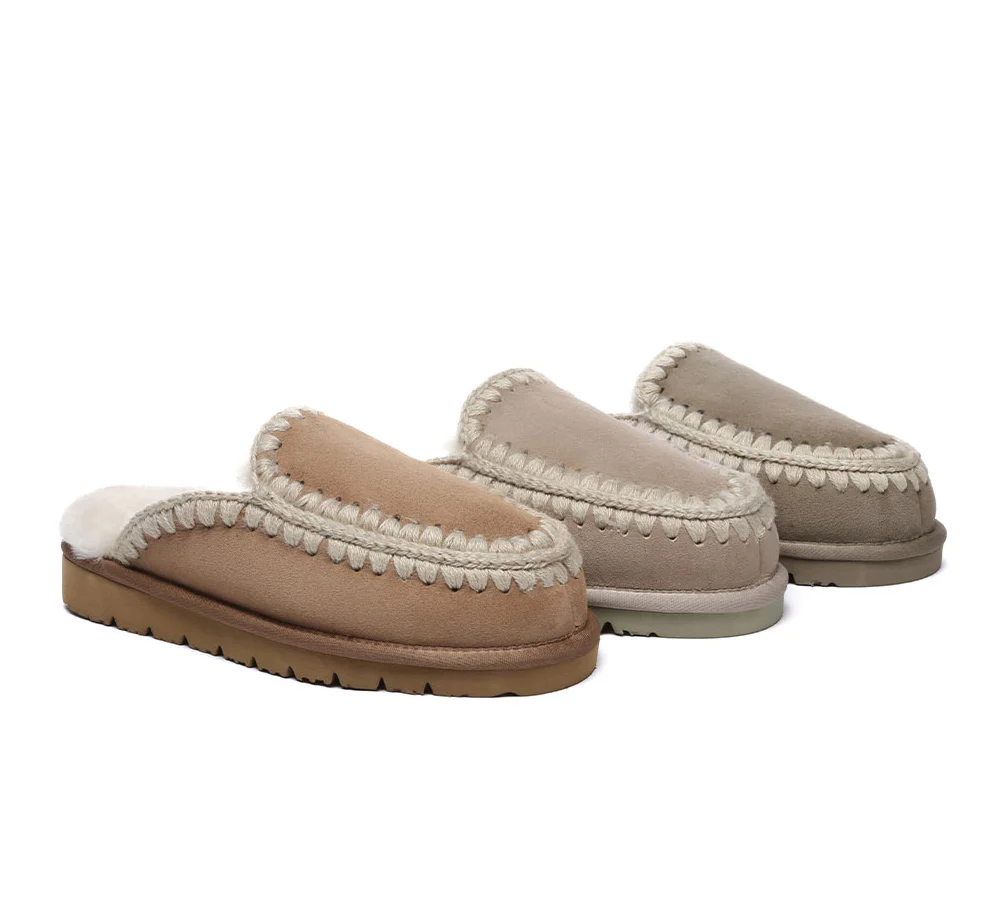 AUSTRALIAN SHEPHERD? UGG Slippers Women Sheepskin Wool Knitted Sophia