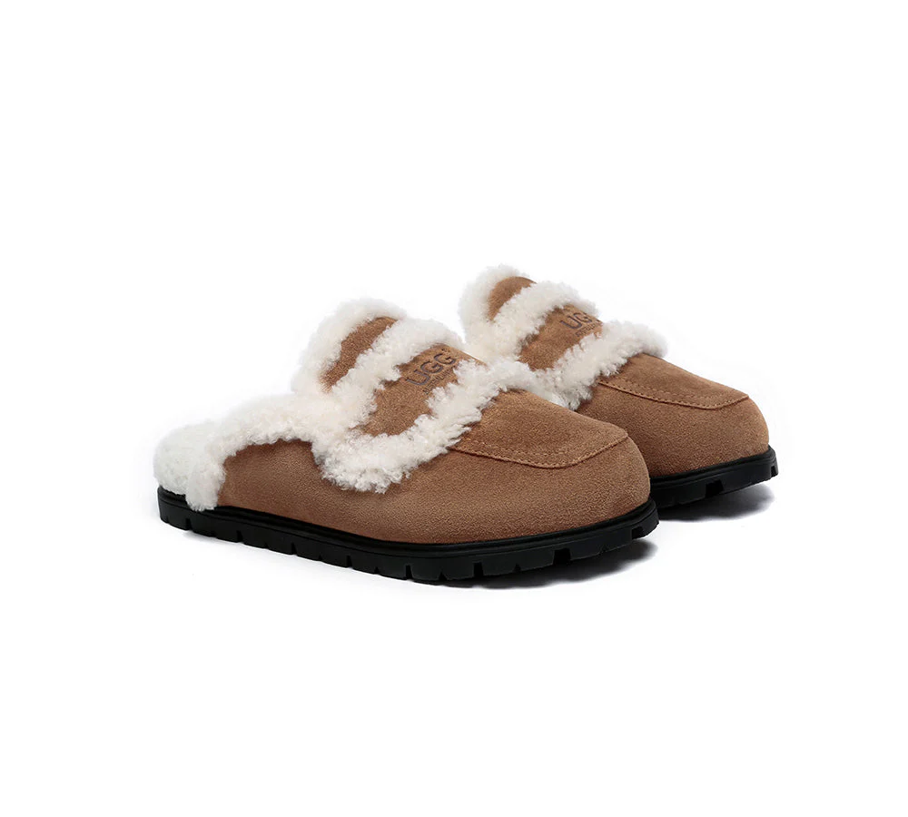 AUSTRALIAN SHEPHERD? UGG Slippers Women Sheepskin Wool Shearling Lined Remi