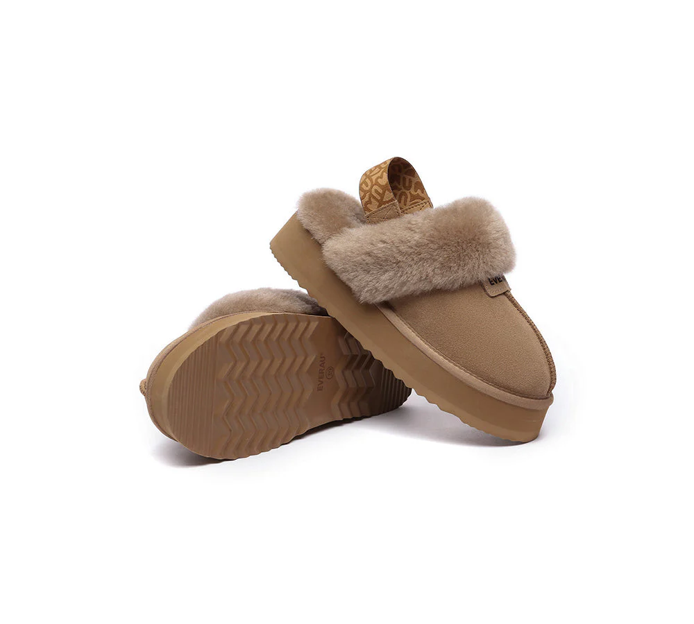 EVERAU? UGG Women Removable Strap Slingback Platform Slippers Forever