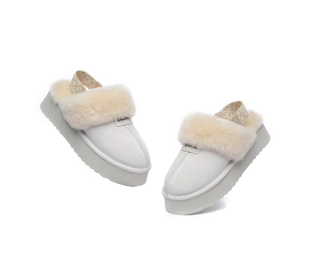 EVERAU? UGG Women Removable Strap Slingback Platform Slippers Forever
