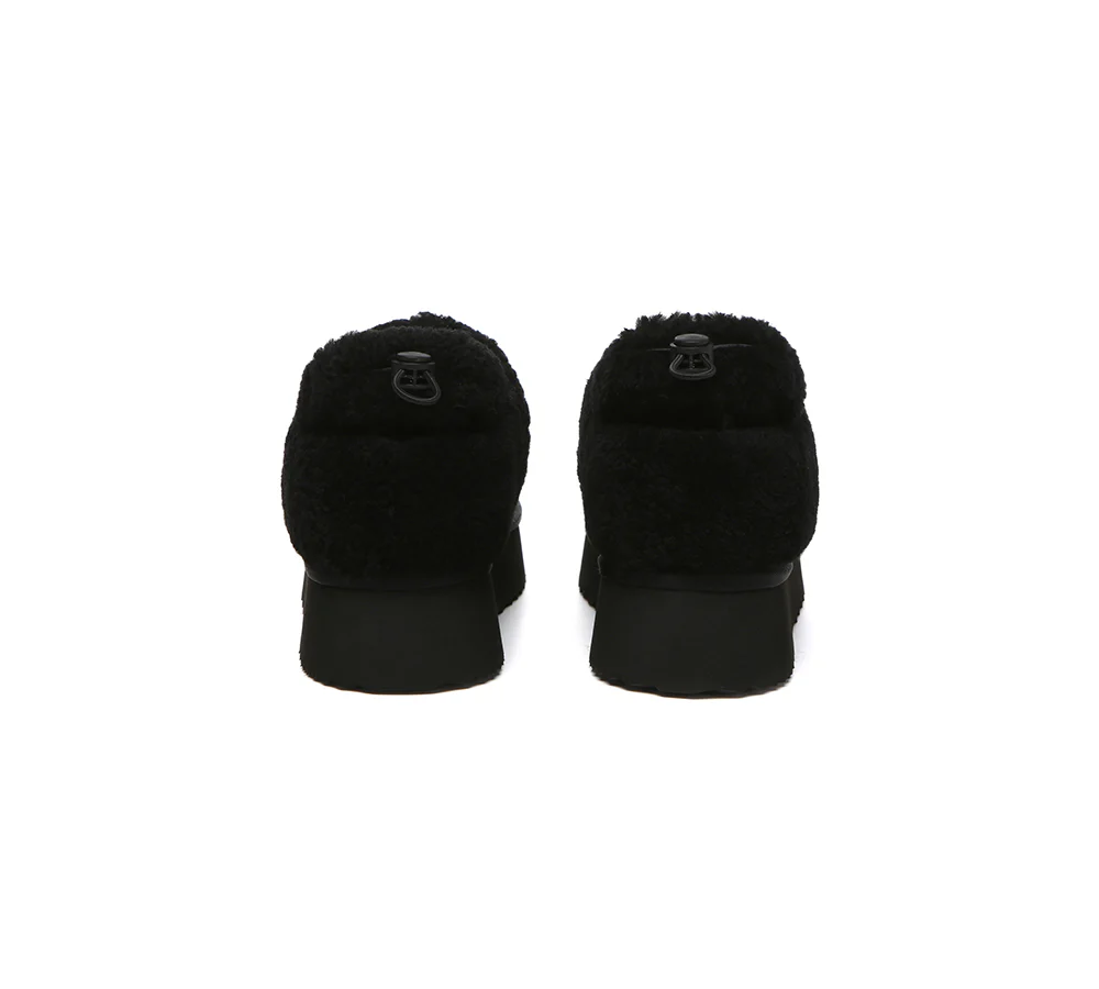 UGG EVERAU? UGG Slippers Women Removable Wool Strap Drawstring Slingback Platform Paige