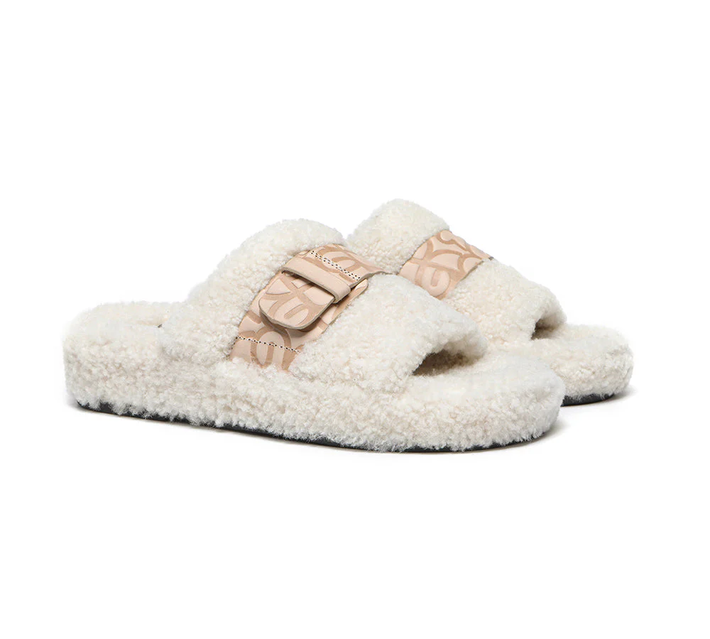 EVERAU? UGG Slippers Women Curly Sheepskin Wool Croft