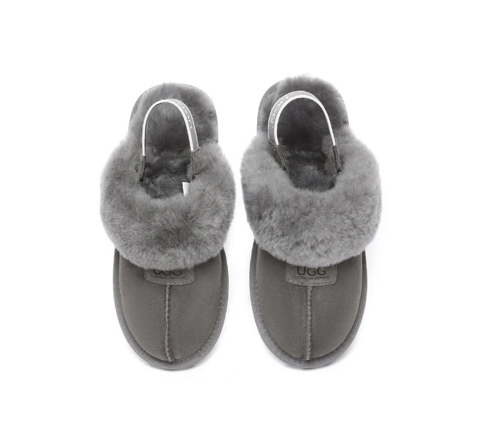 AUSTRALIAN SHEPHERD? 2-Way Style UGG Slippers Sheepskin Wool Removable Strap Slingback Suzie ll