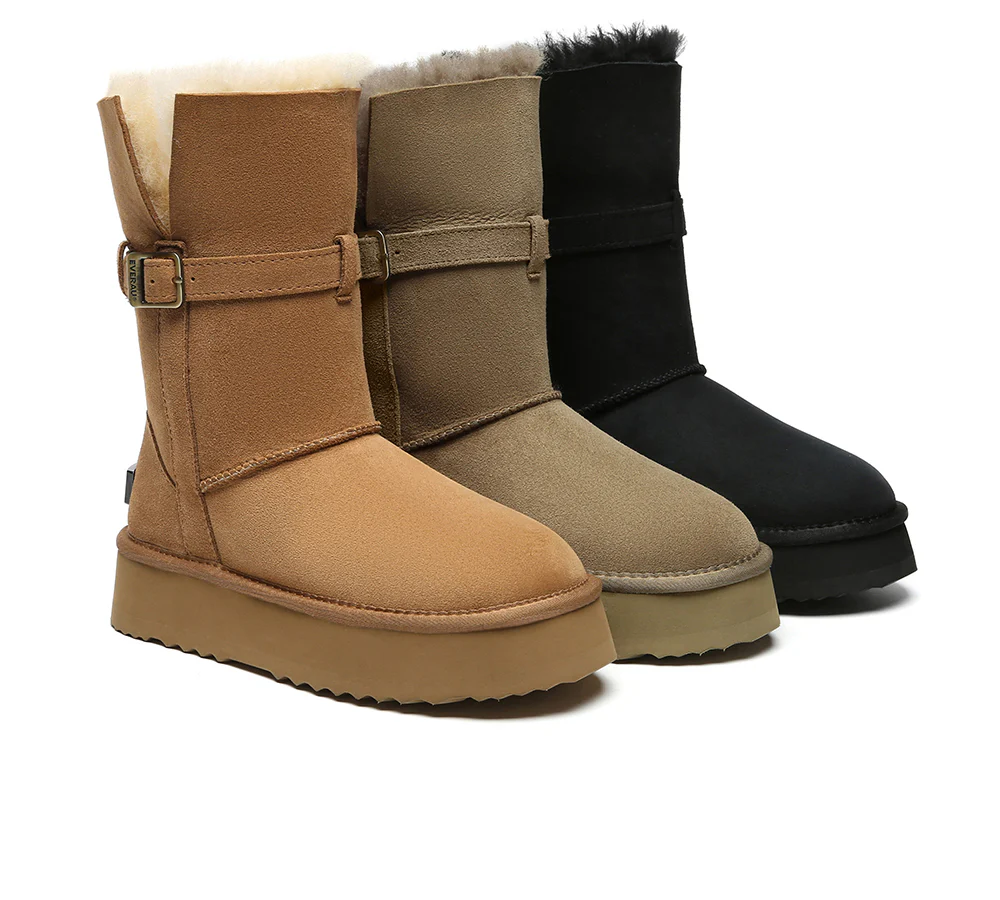 UGG EVERAU?  UGG Boots Women Sheepskin Wool Platform Short Valerie