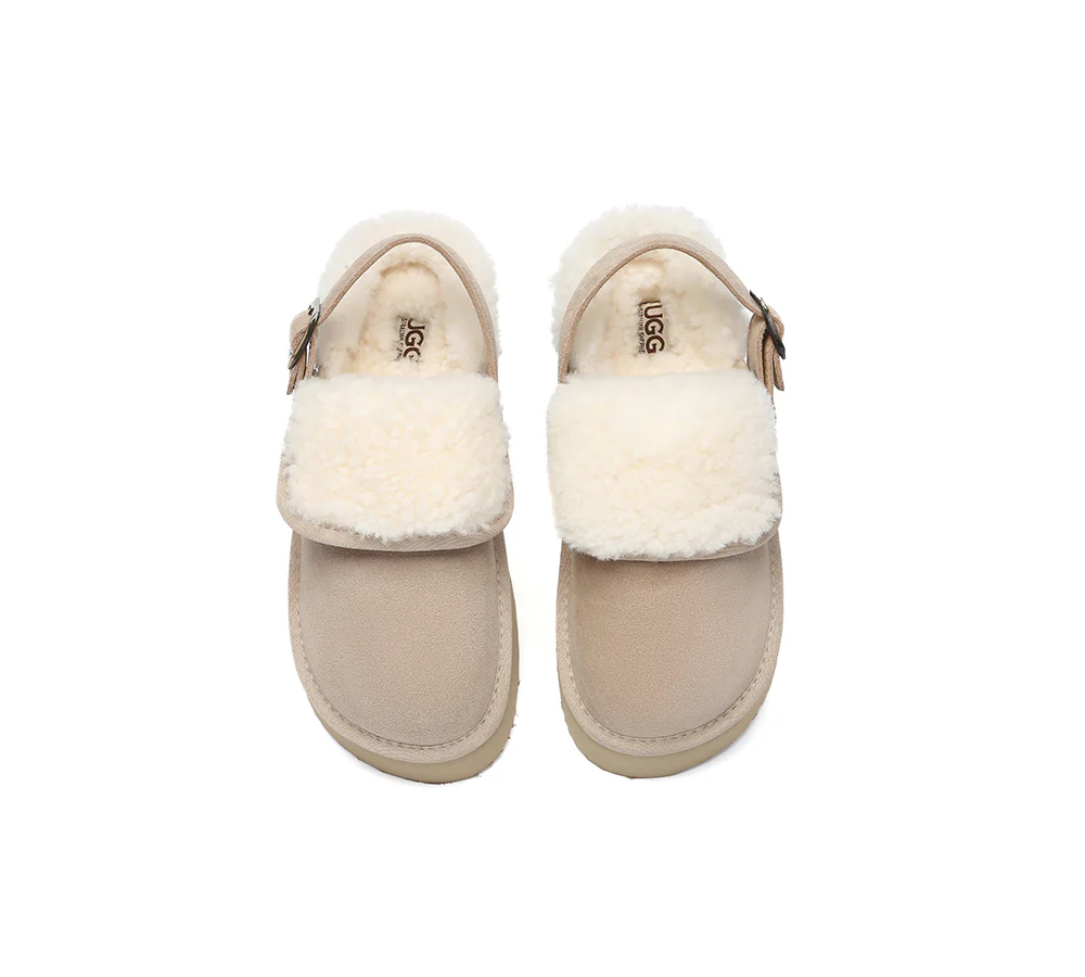 AUSTRALIAN SHEPHERD? UGG Slippers Sheepskin Wool Slingback Platform Tenley
