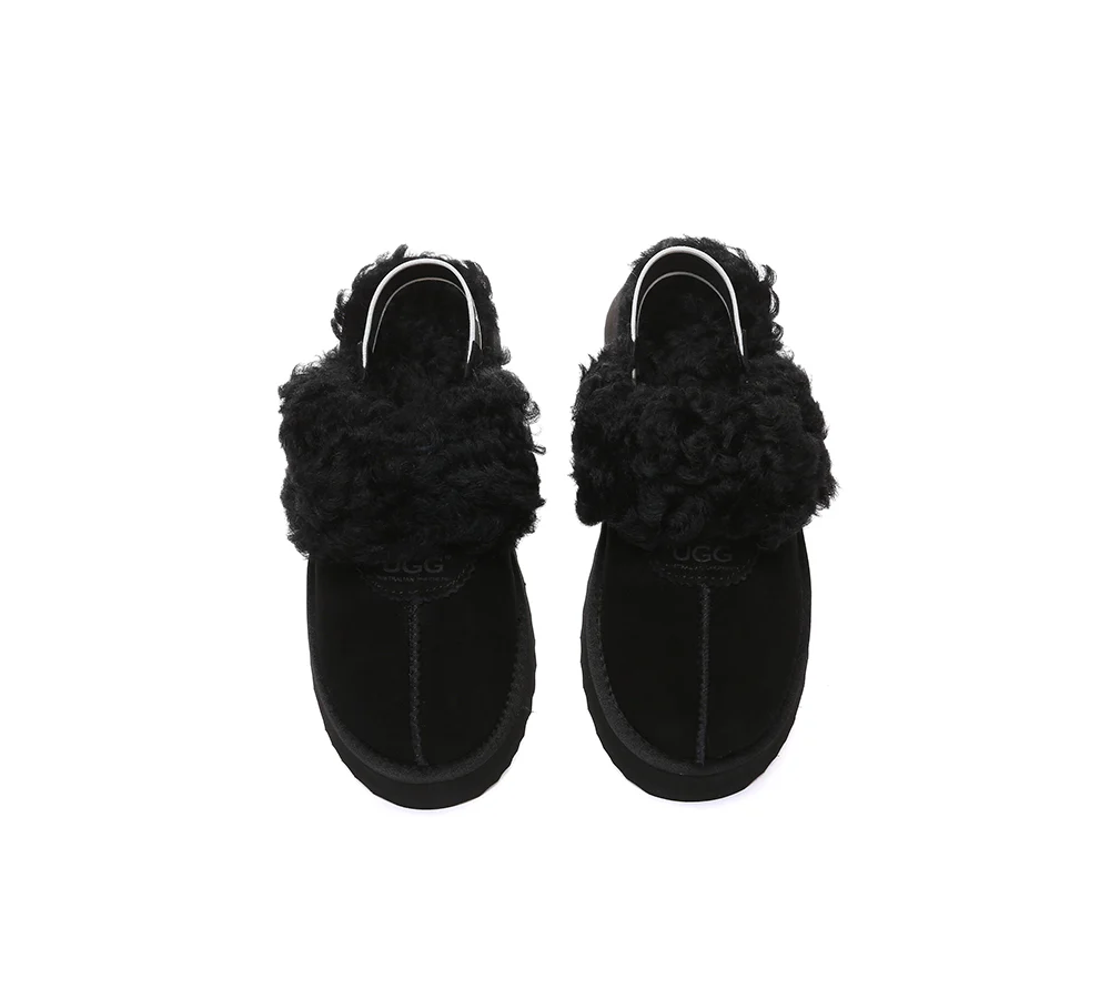 AUSTRALIAN SHEPHERD? 2-Way Style UGG Slippers Women Removable Strap Slingback Platform Waffle Curly