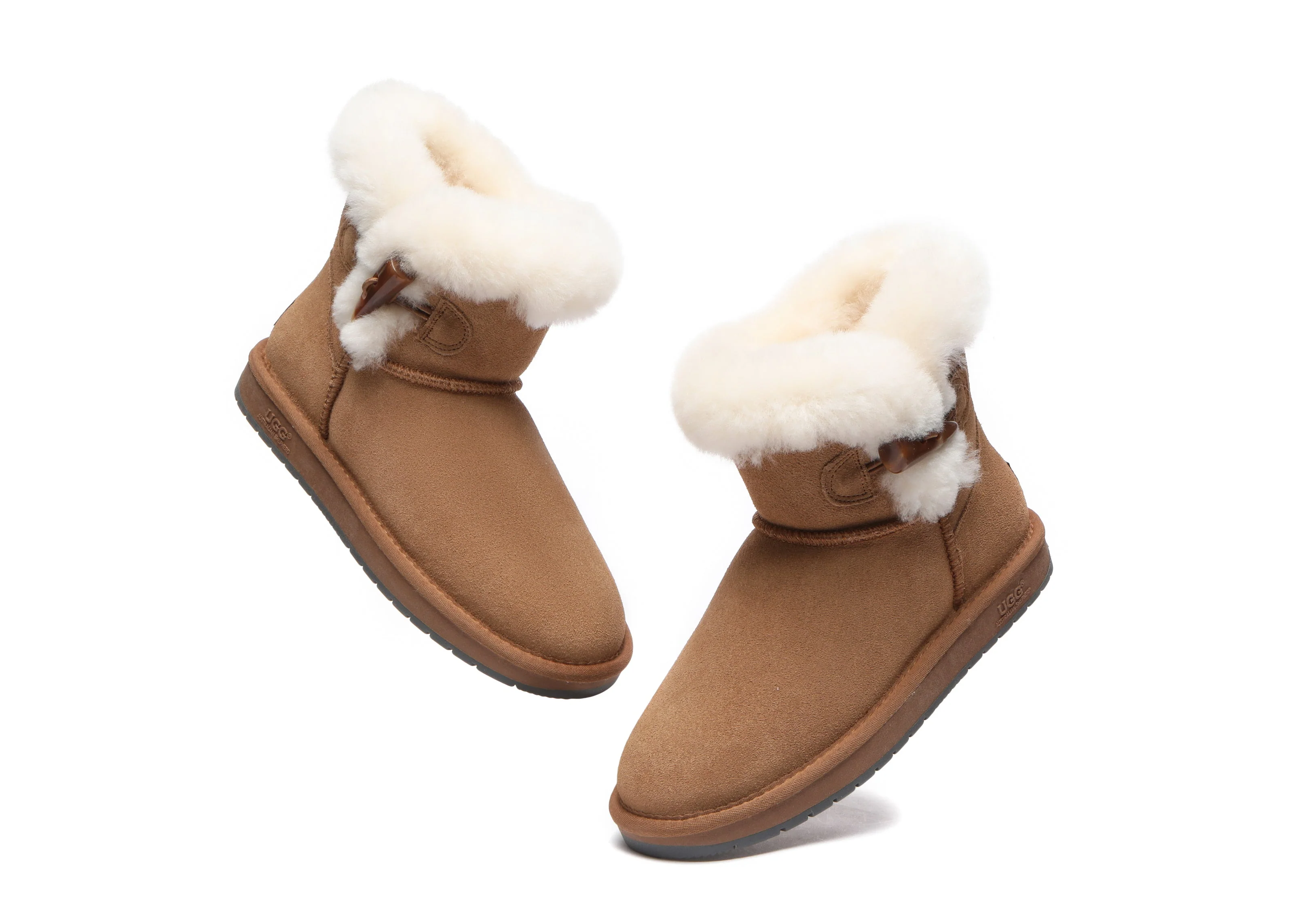 AUSTRALIAN SHEPHERD? UGG Boots Women Sheepskin Wool Horn Toggle Closure Mini Tiara