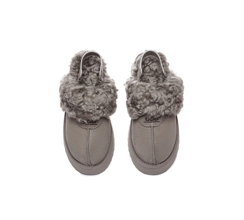 AUSTRALIAN SHEPHERD? 2-Way Style UGG Slippers Women Removable Strap Slingback Platform Waffle Curly