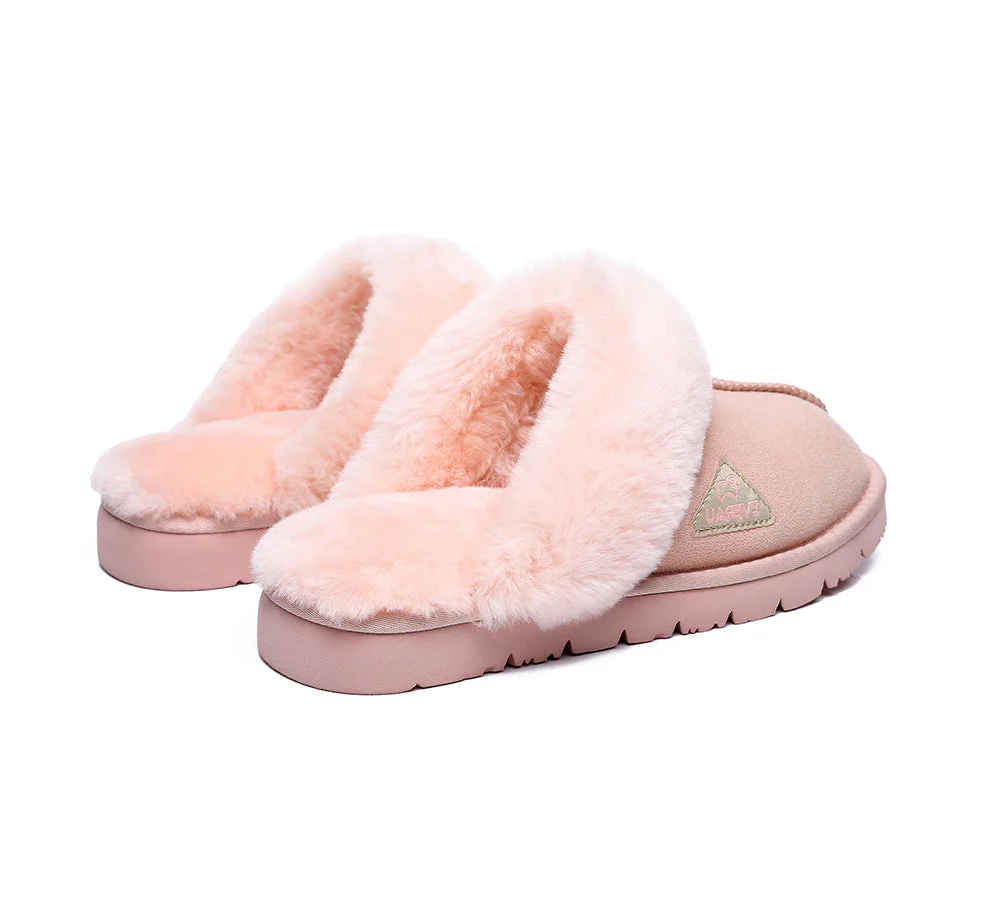 EVERAU? UGG Slippers Premium Sheepskin Wool Scuff Muffin