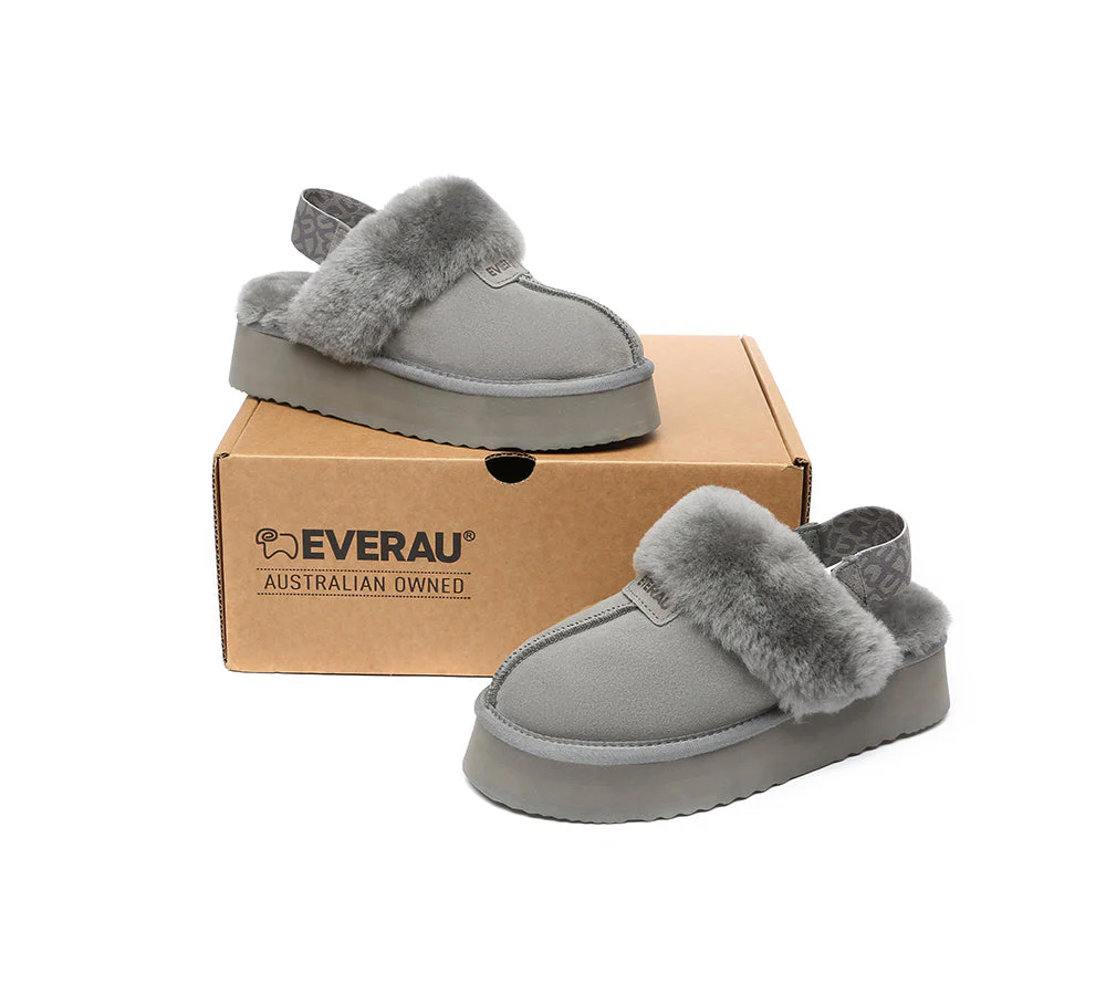 EVERAU? UGG Women Removable Strap Slingback Platform Slippers Forever