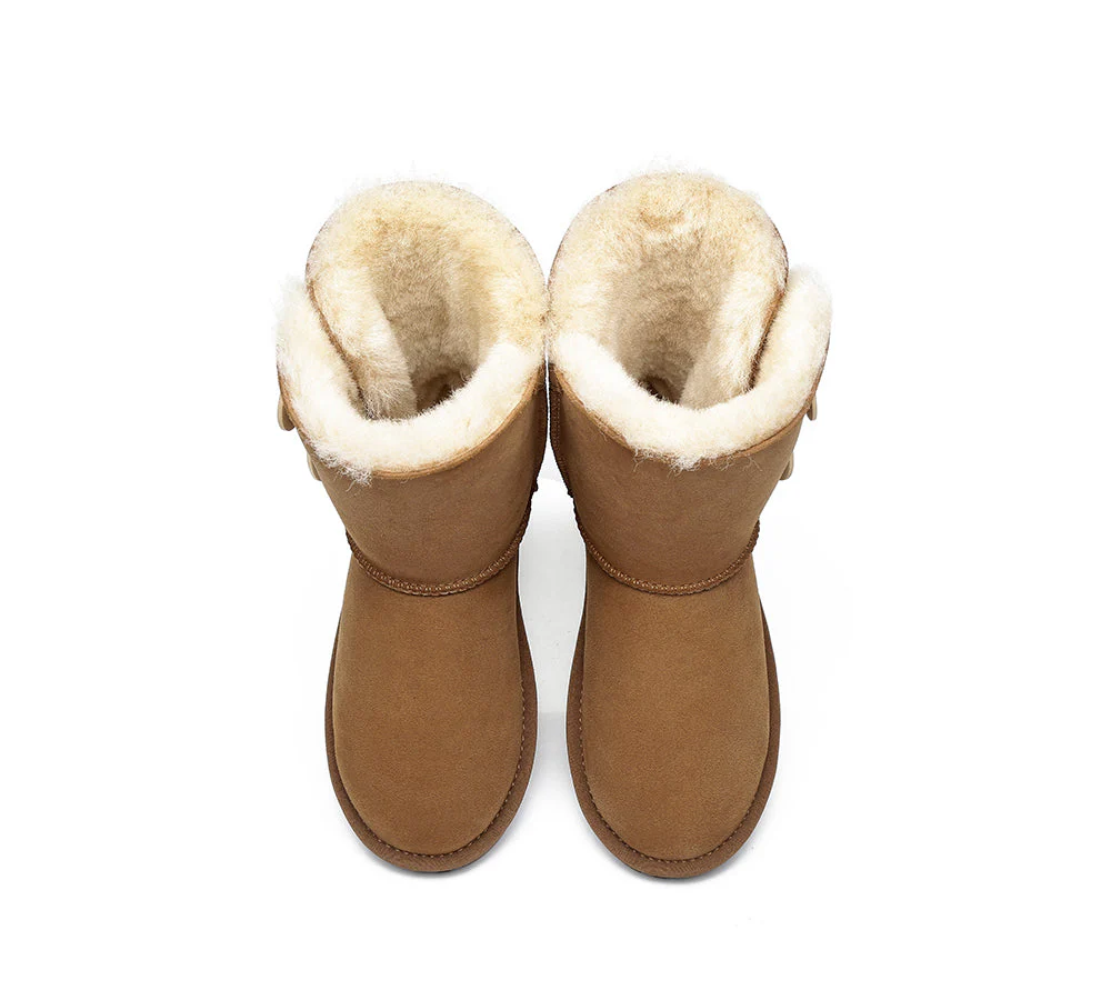 EVERAU? UGG Boots Sheepskin Wool Short Twin Button