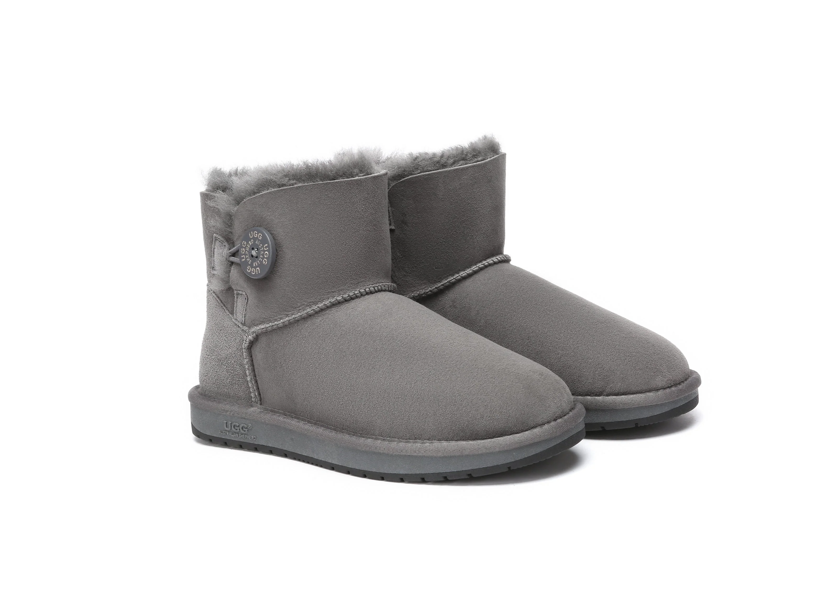 AUSTRALIAN SHEPHERD? UGG Boots Double Face Sheepskin Wool Mini Button