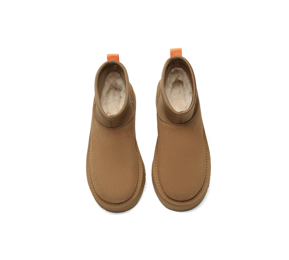 UGG EVERAU? UGG Boots Women Sheepskin Wool Stretchy Ankle Mini Platform Ethel