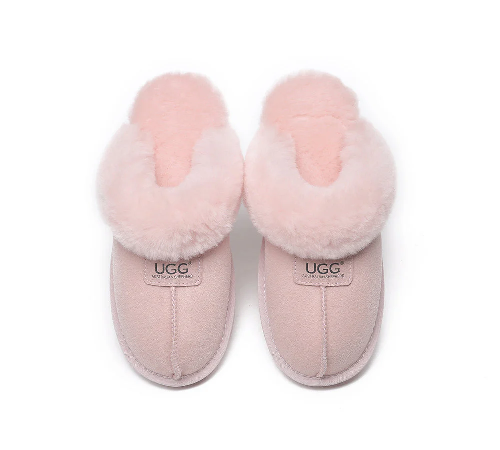 AUSTRALIAN SHEPHERD? UGG Slippers Double Faced Sheepskin Wool Suzie Scuff