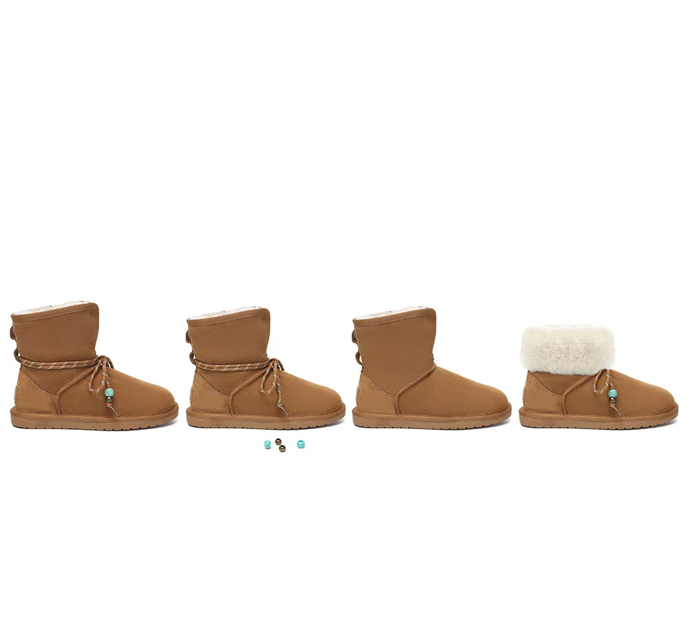 AUSTRALIAN SHEPHERD? UGG Boots Women Sheepskin Wool Adjustable Strap Carlos