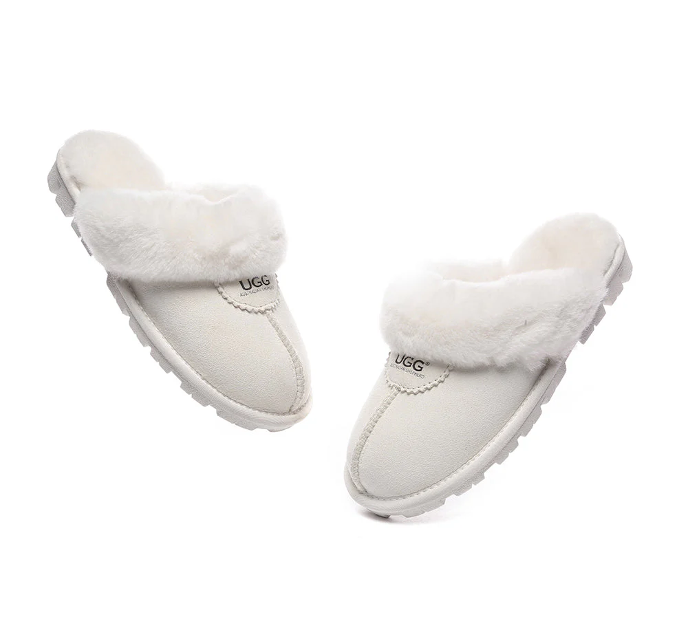 AUSTRALIAN SHEPHERD? UGG Slippers Double Face Sheepskin Wool Scuff Waffle