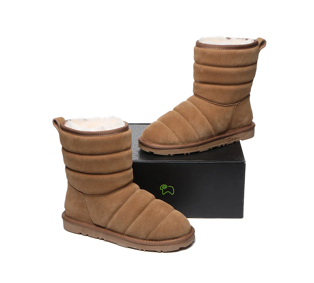 EVERAU? UGG Boots Sheepskin Wool Short Puffer