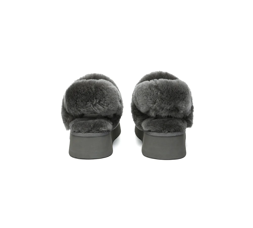AUSTRALIAN SHEPHERD? UGG Slippers Women Removable Wool Strap Slingback Platform Suzie