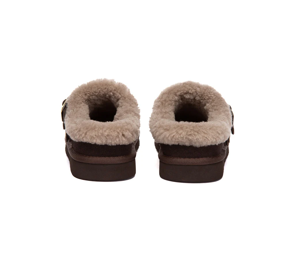 AUSTRALIAN SHEPHERD? UGG Slippers Sheepskin Wool Adjustable Strap Ankle Clog Pulsey