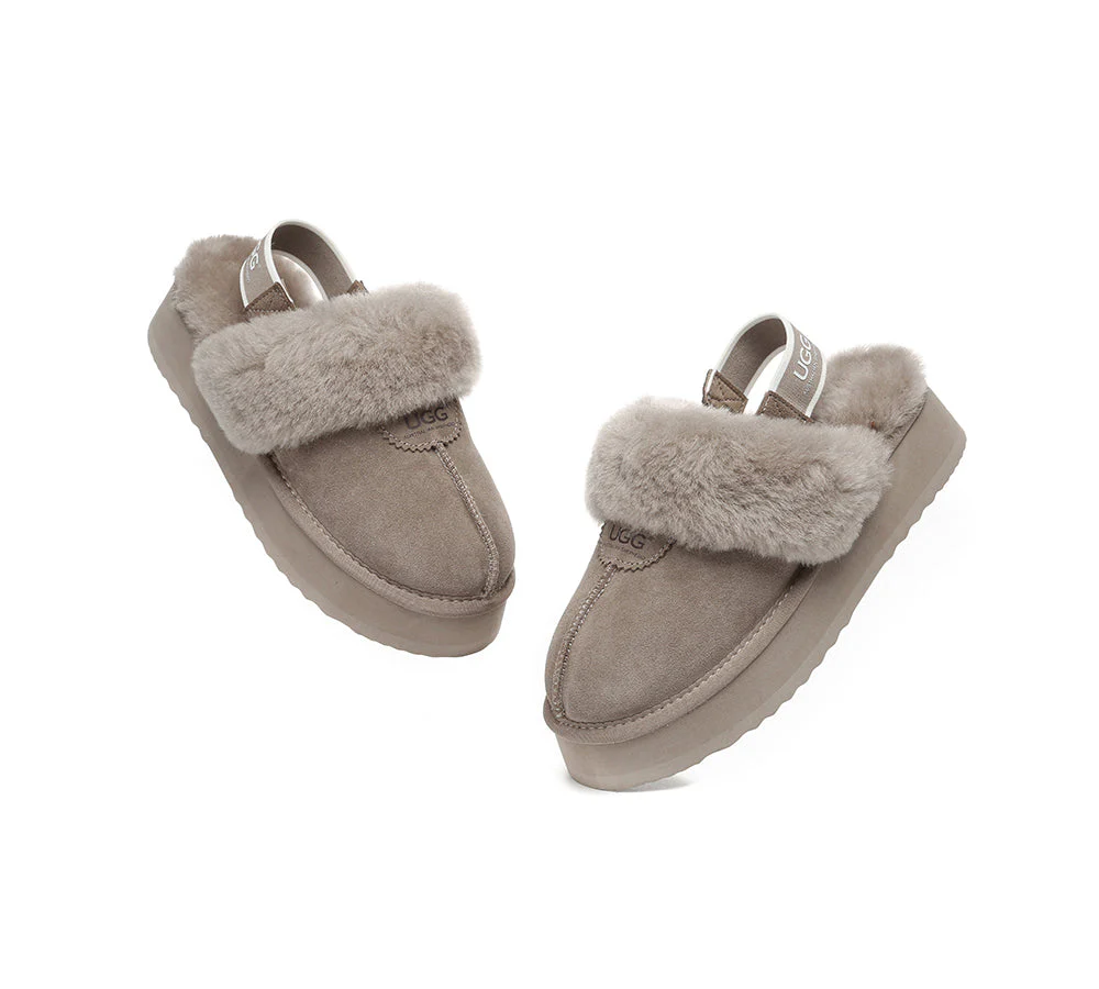 AUSTRALIAN SHEPHERD? UGG Slippers Women Removable Strap Slingback Platform Waffle