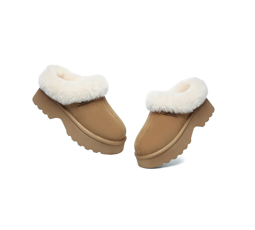AUSTRALIAN SHEPHERD? UGG Slippers Sheepskin Wool Ankle Chunky Platform Murray