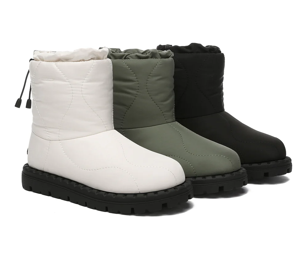 EVERAU? UGG Boots Women Sheepskin Wool Waterproof Drawstring Sonita