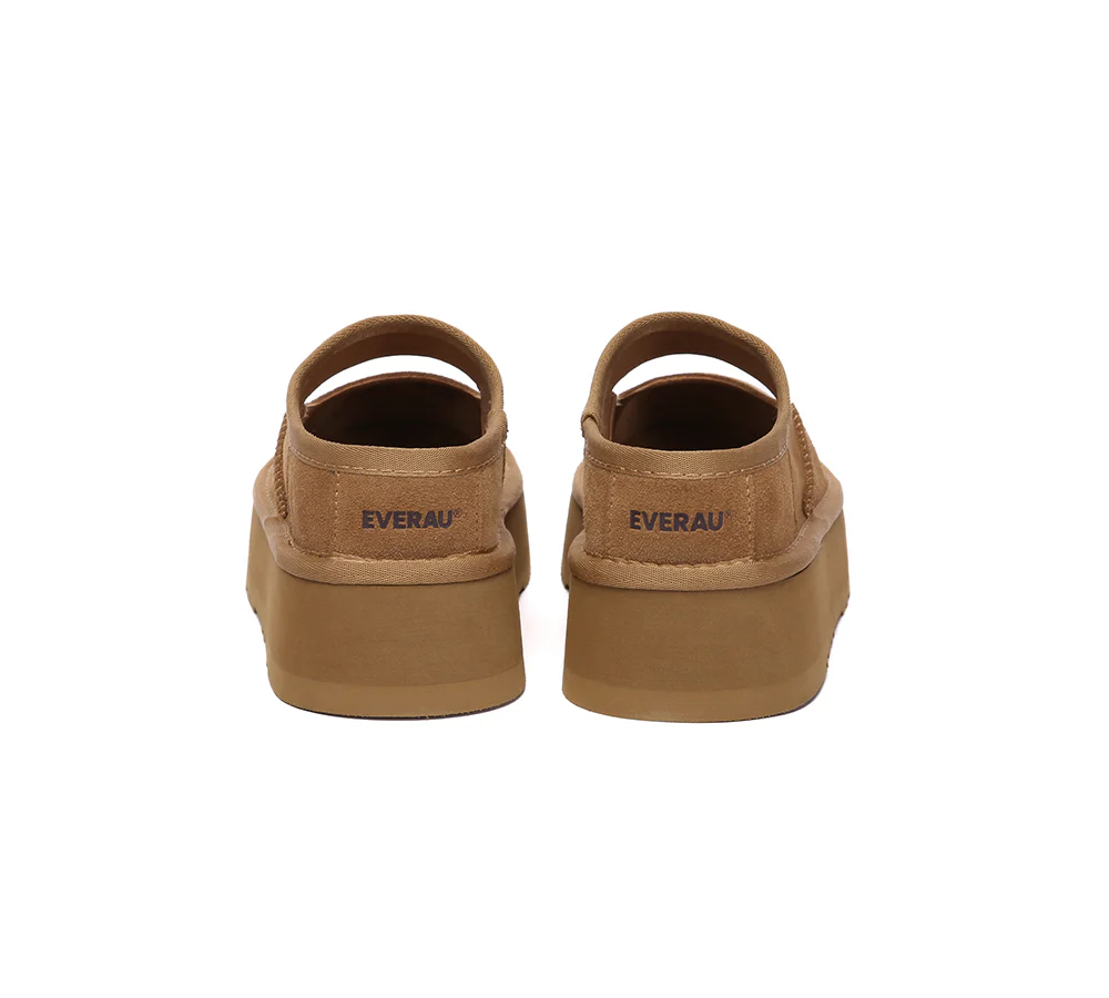 EVERAU? Women Leather Mary Jane Platform Sandals Moana