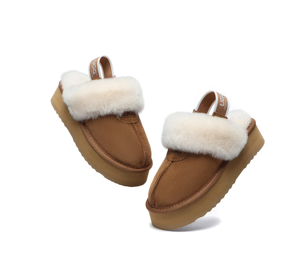 AUSTRALIAN SHEPHERD? UGG Slippers Women Removable Strap Slingback Platform Waffle