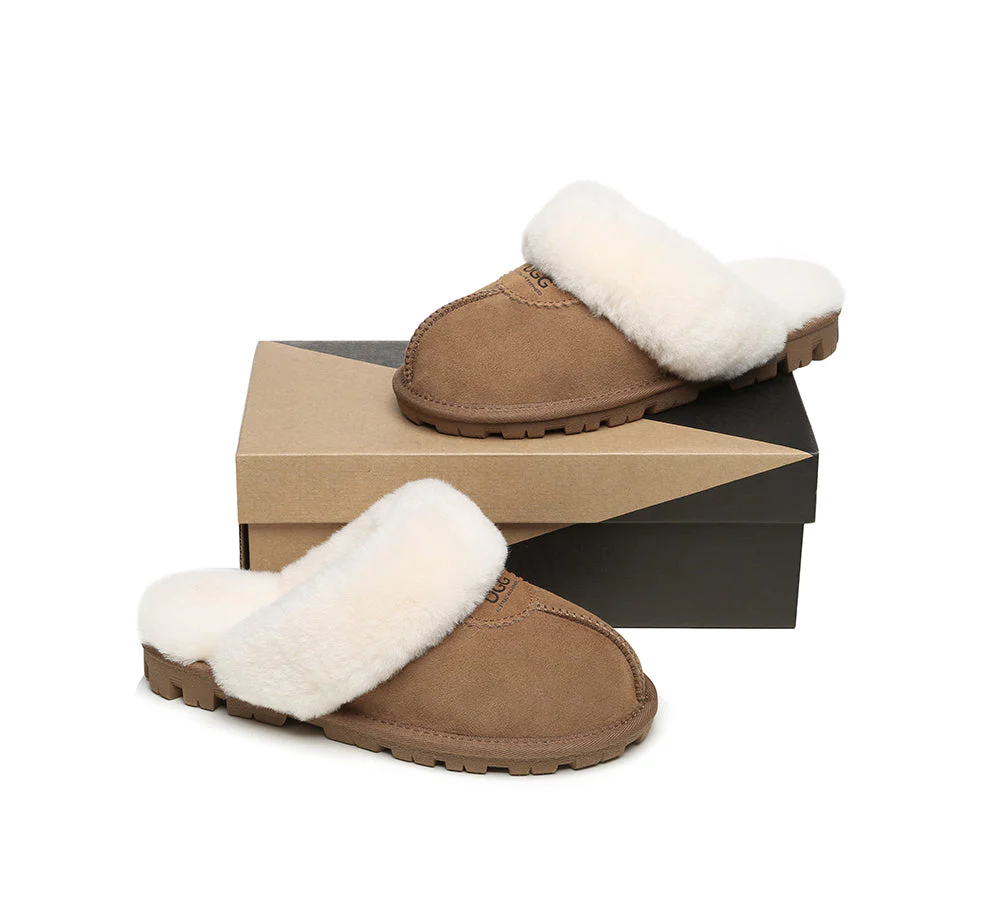 AUSTRALIAN SHEPHERD? UGG Slippers Double Face Sheepskin Wool Scuff Waffle