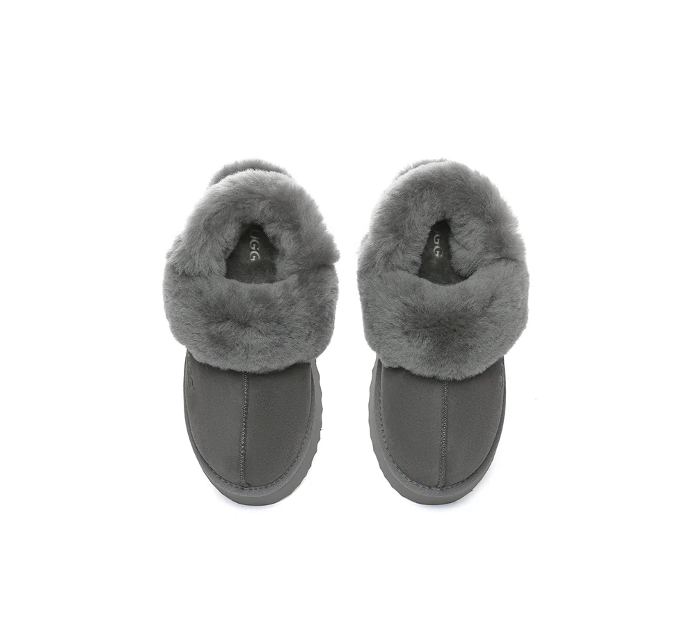 AUSTRALIAN SHEPHERD? UGG Slippers Women Removable Wool Strap Slingback Platform Musa