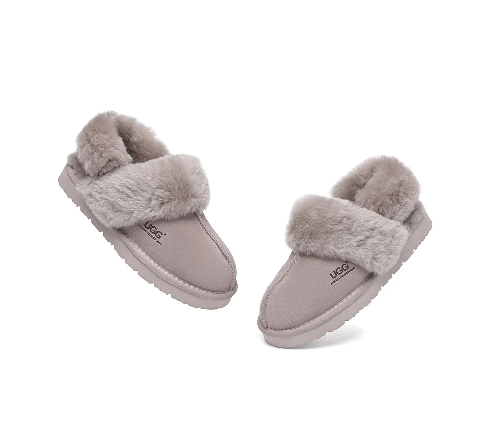 AUSTRALIAN SHEPHERD? UGG Slippers Women Removable Wool Strap Slingback Muffin Fluffy