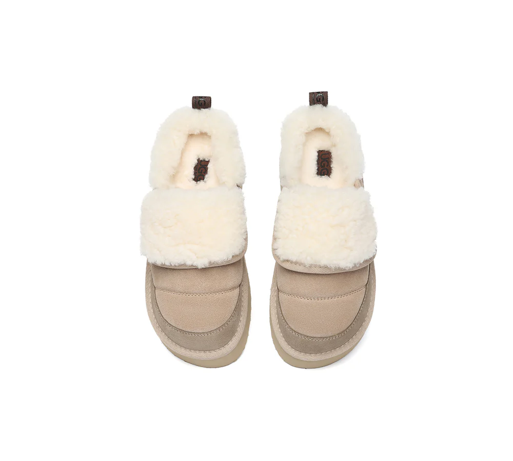 AUSTRALIAN SHEPHERD? UGG Slippers Sheepskin Wool Platform Theia