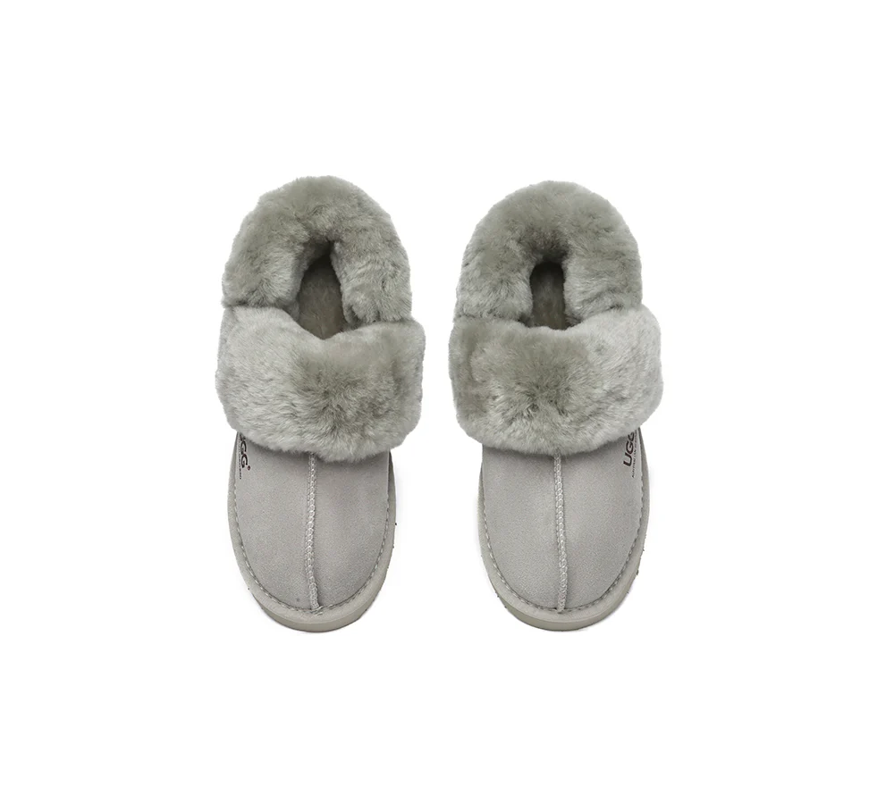 AUSTRALIAN SHEPHERD? UGG Slippers Women Removable Wool Strap Slingback Muffin Fluffy