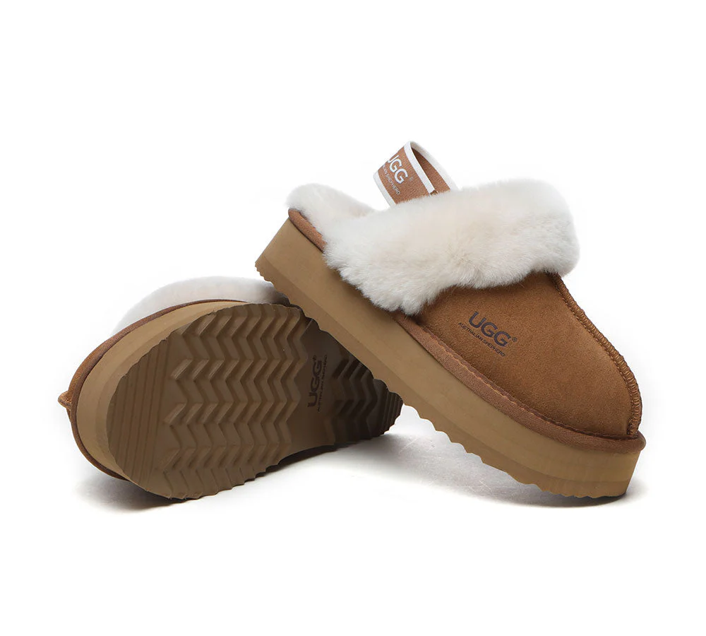 AUSTRALIAN SHEPHERD? 2-Way Style UGG Slippers Women Removable Strap Slingback Platform Muffin