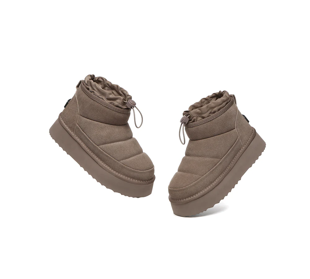 UGG EVERAU? UGG Boots Women Sheepskin Wool Drawstring Platform Picken