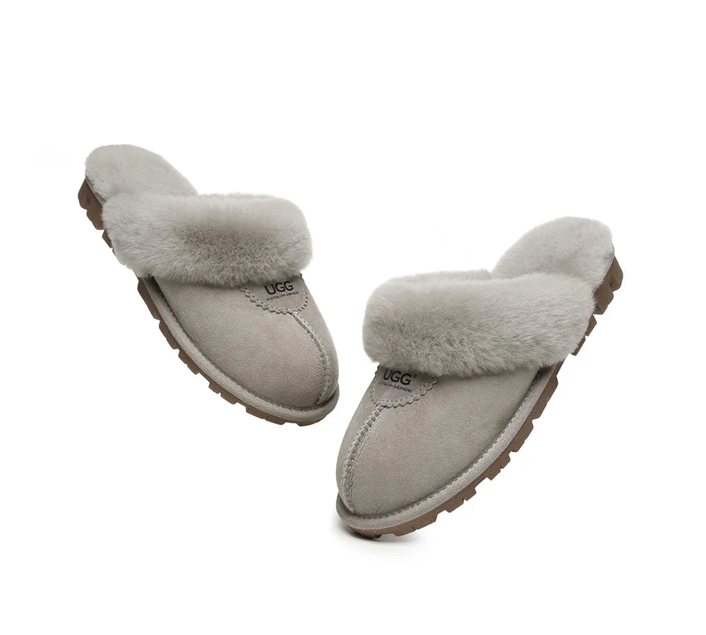 AUSTRALIAN SHEPHERD? UGG Slippers Double Face Sheepskin Wool Scuff Waffle